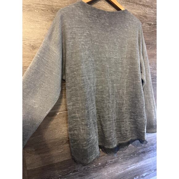 Alexandre Laurent size Medium Sweater Wool blend gray Distressed Paris Boho - Picture 7 of 10